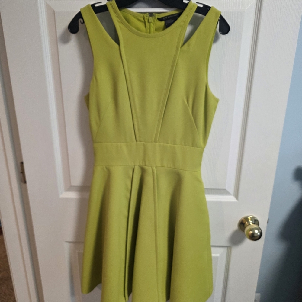 Armani Exchange Neon Lime Fit & Flare Mini Dress
